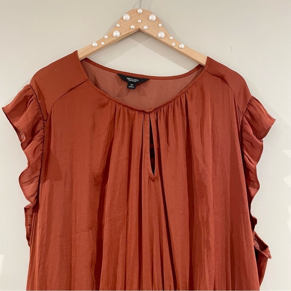 Simply Vera Vera Wang Tiered Ruffle Dress Knee Length Plus Size Romantic Ruffles - Picture 5 of 16